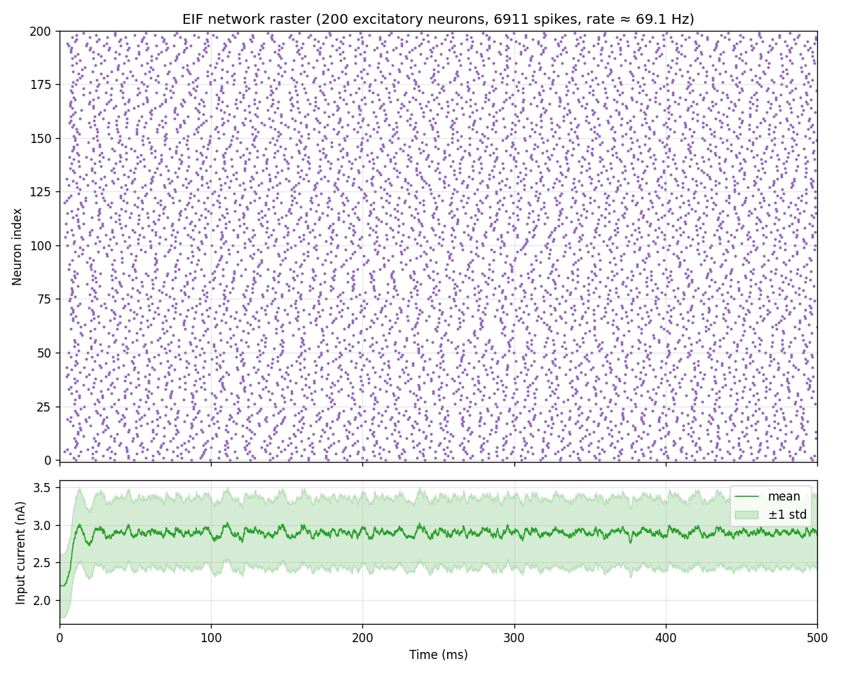 EIF network raster and input current